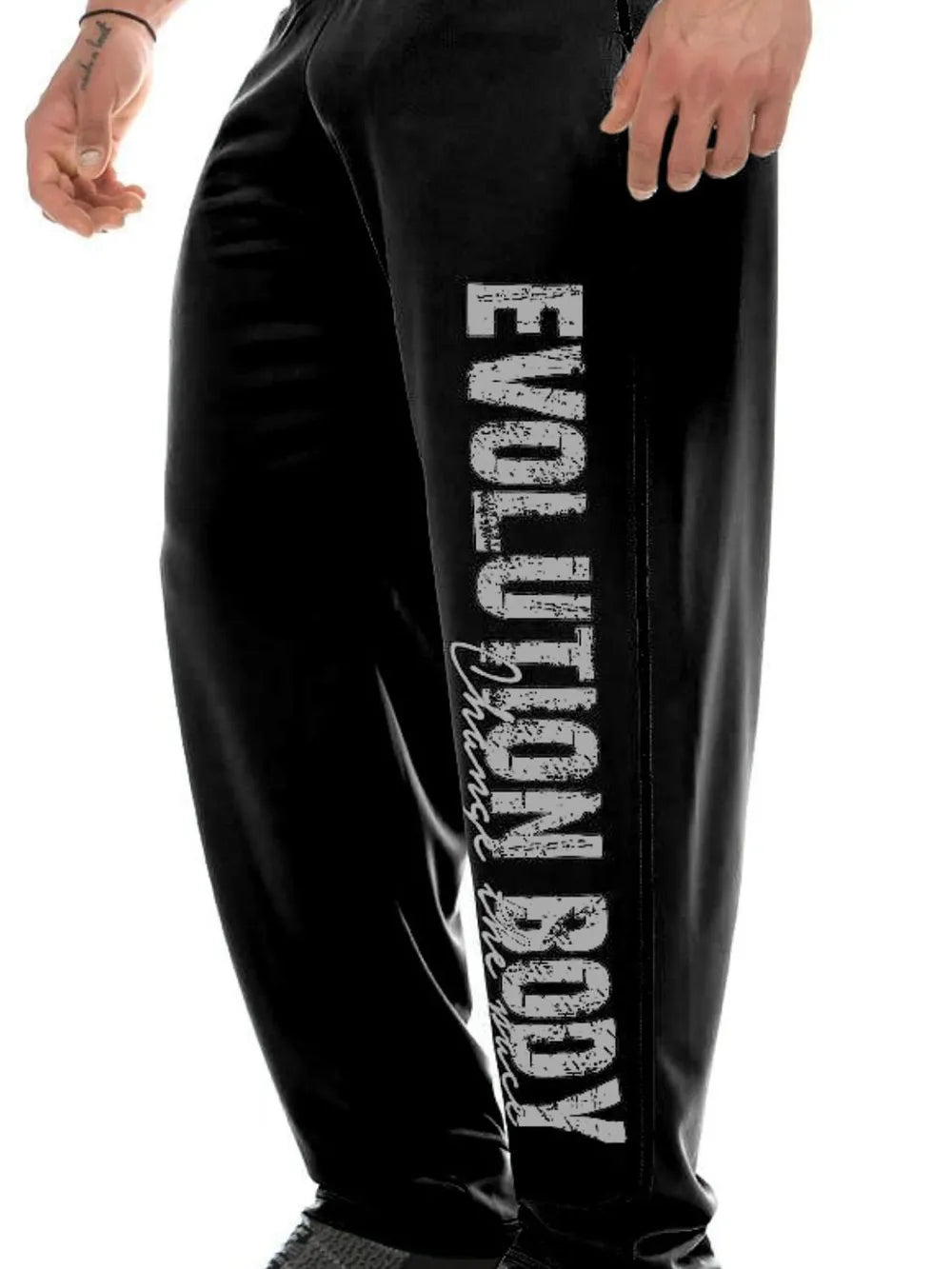 Men's Elastic Waist Active Pants with Letter Design