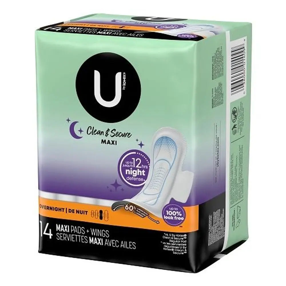 U by Kotex Premium Overnight Maxi Pads with Wings - 112 Count