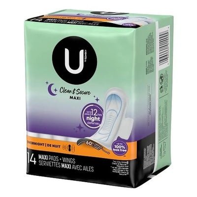 U by Kotex Premium Overnight Maxi Pads with Wings - 112 Count