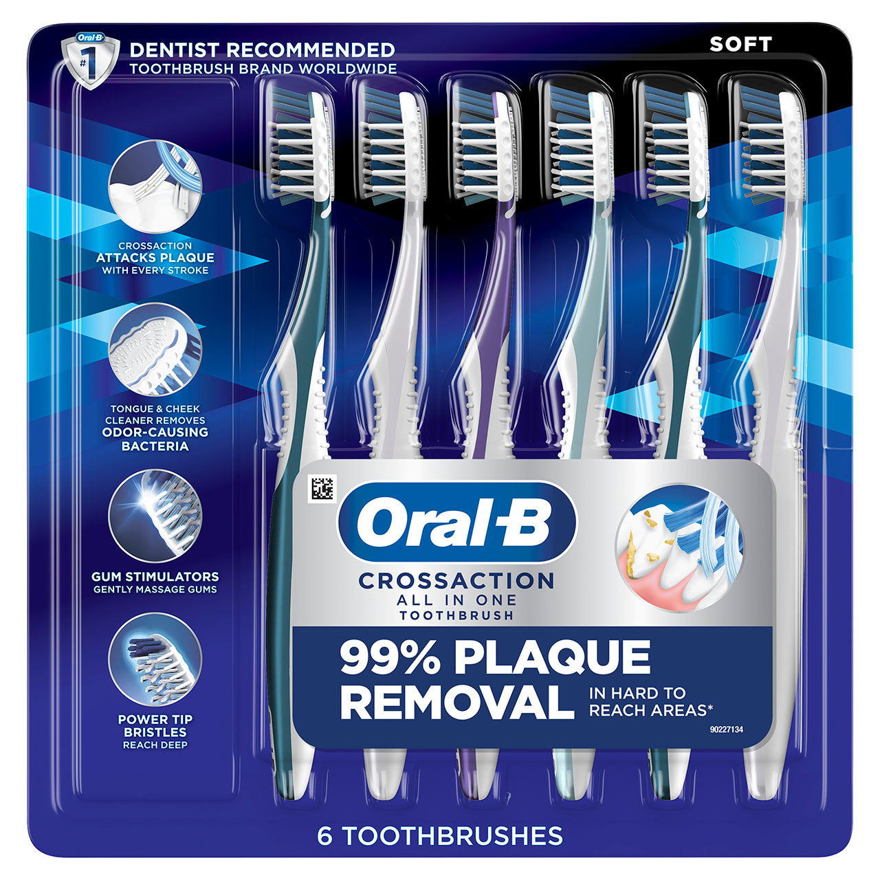 Brosses à dents Oral-B Cross Action Tout-en-Un - 6 unités
