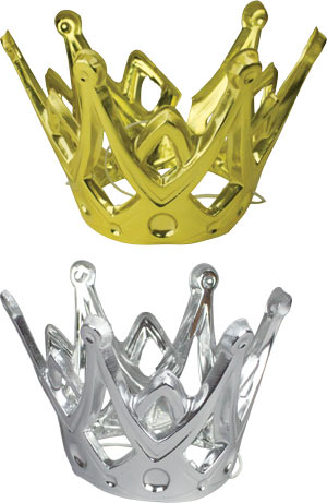 Oasis Supply Toppers de Pastel en Forma de Corona - Asortidos en Plata y Oro (12ct)