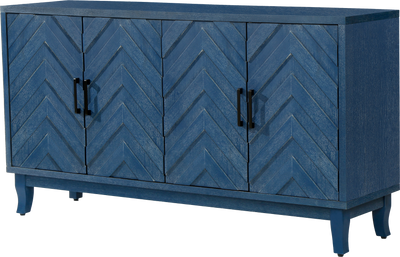 Stronger Vintage Style Buffet Cabinet Lacquered Accent Storage 4 Door Wooden - Korvel