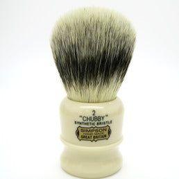 Brosse à raser Simpson Chubby 2 en fibres synthétiques Platinum faux ivoire