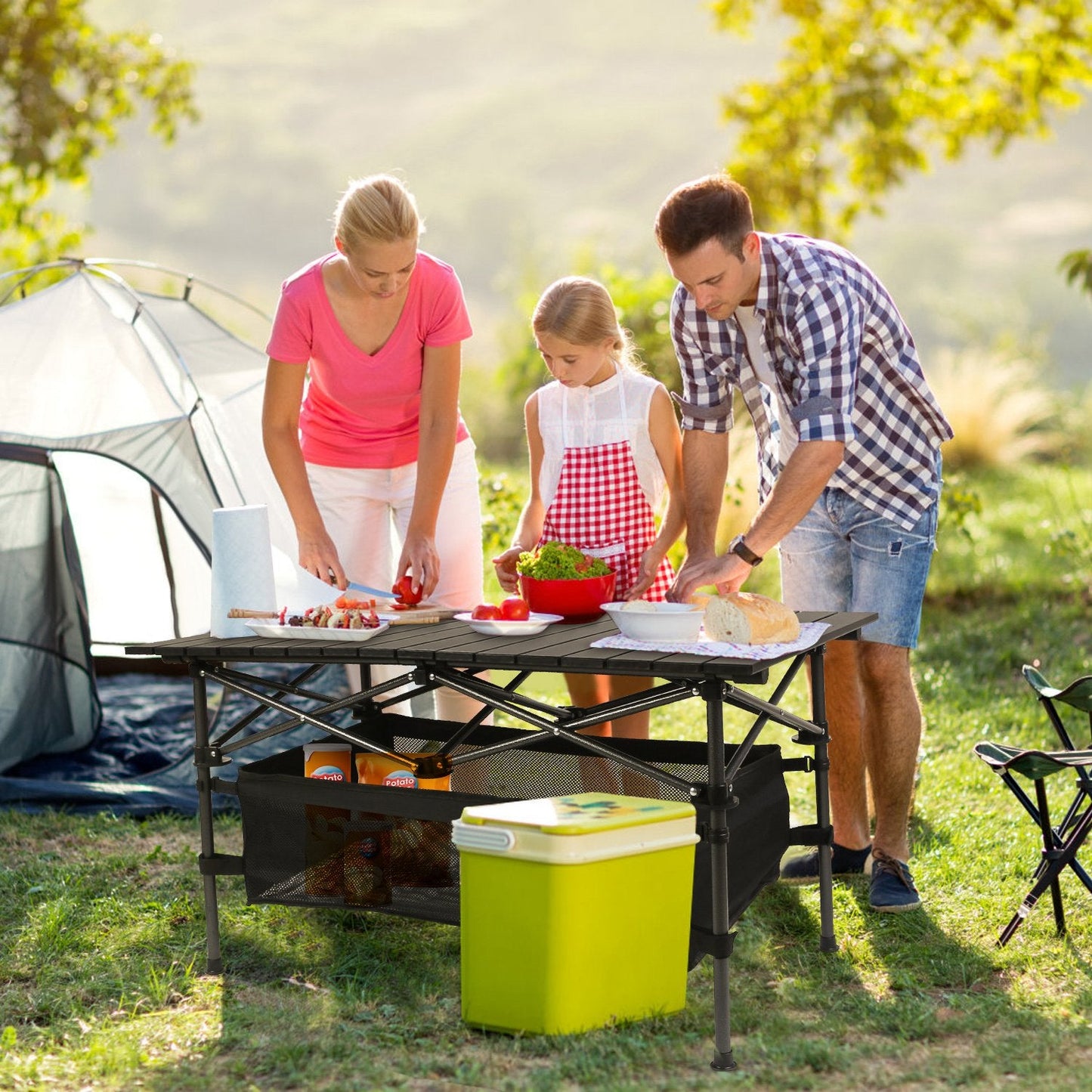Mesa de Camping Plegable GBruno - Mesa Portátil para Exterior