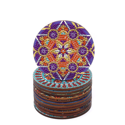 New DIY Diamond Painted Coaster Mat Set of 12 with Datura Pattern (Free Storage Shelf) - Korvel