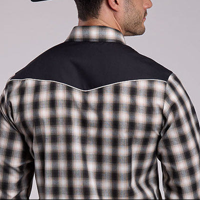 Roper Men's Western Black Plaid Shirt