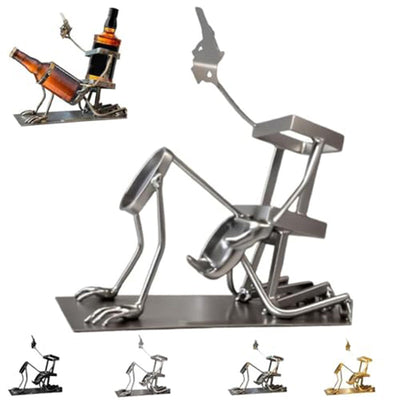 Skull 2-in-1 Beverage Stand: Unique Metal Skeleton Holder