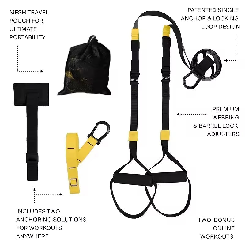 Suspension Training Strap - Adjustable, Wall Mount, Professional (TRX-style) - Korvel