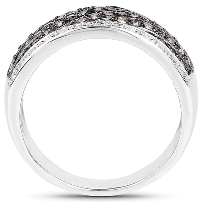0.87 Carat Genuine Champagne and White Diamond Ring in Sterling Silver