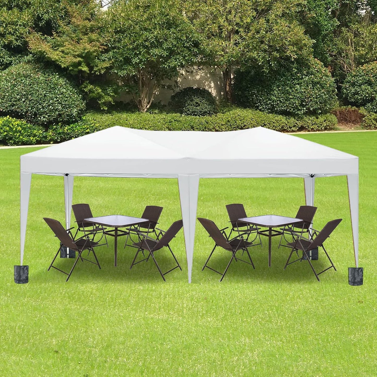 10'x20 'folding canopy with 6 detachable side walls outdoor activity shelters UPF 50+terrace portable tent (white) - Korvel