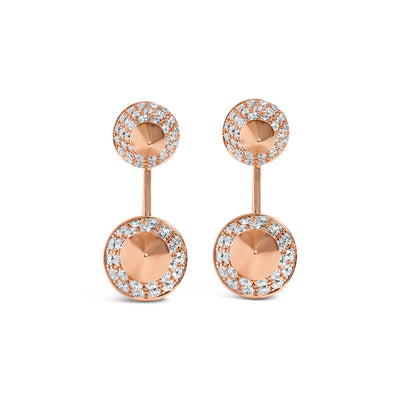 Pendientes de Stud con Chaqueta de Doble Cono de Diamante en Oro Rosa de 14K