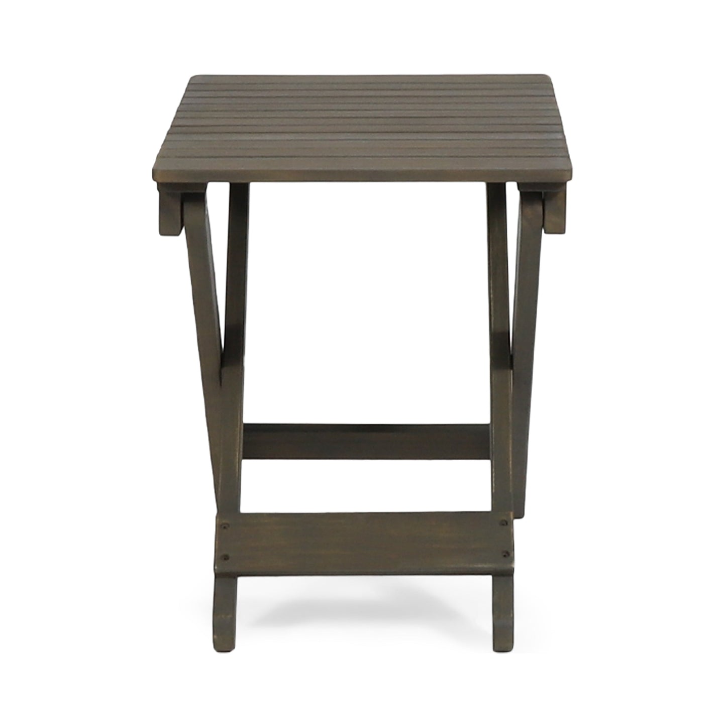 Outdoor Folding Wooden Side Table, Gray, 15"D x 22.75"W x 18.25"H - Korvel