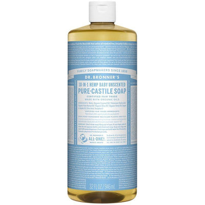 Savon liquide pur castile biologique Dr. Bronner's Baby Mild sans parfum 32 fl oz