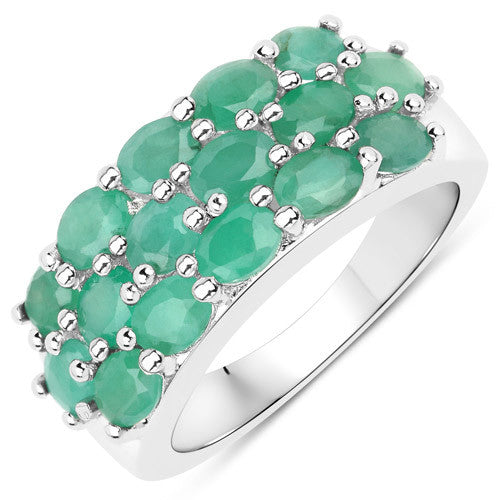 Anillo de Esmeralda Genuina de 2.24 Quilates en Plata Esterlina .925