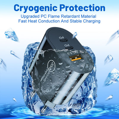 USB+2PD Type-C Mobile Phone Charger Multi Port Travel Charging Head - Korvel