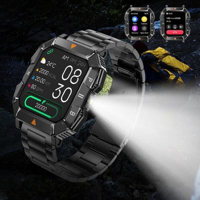 YK03 smartwatch Bluetooth call flashlight sports waterproof heart rate blood oxygen health monitoring - Korvel