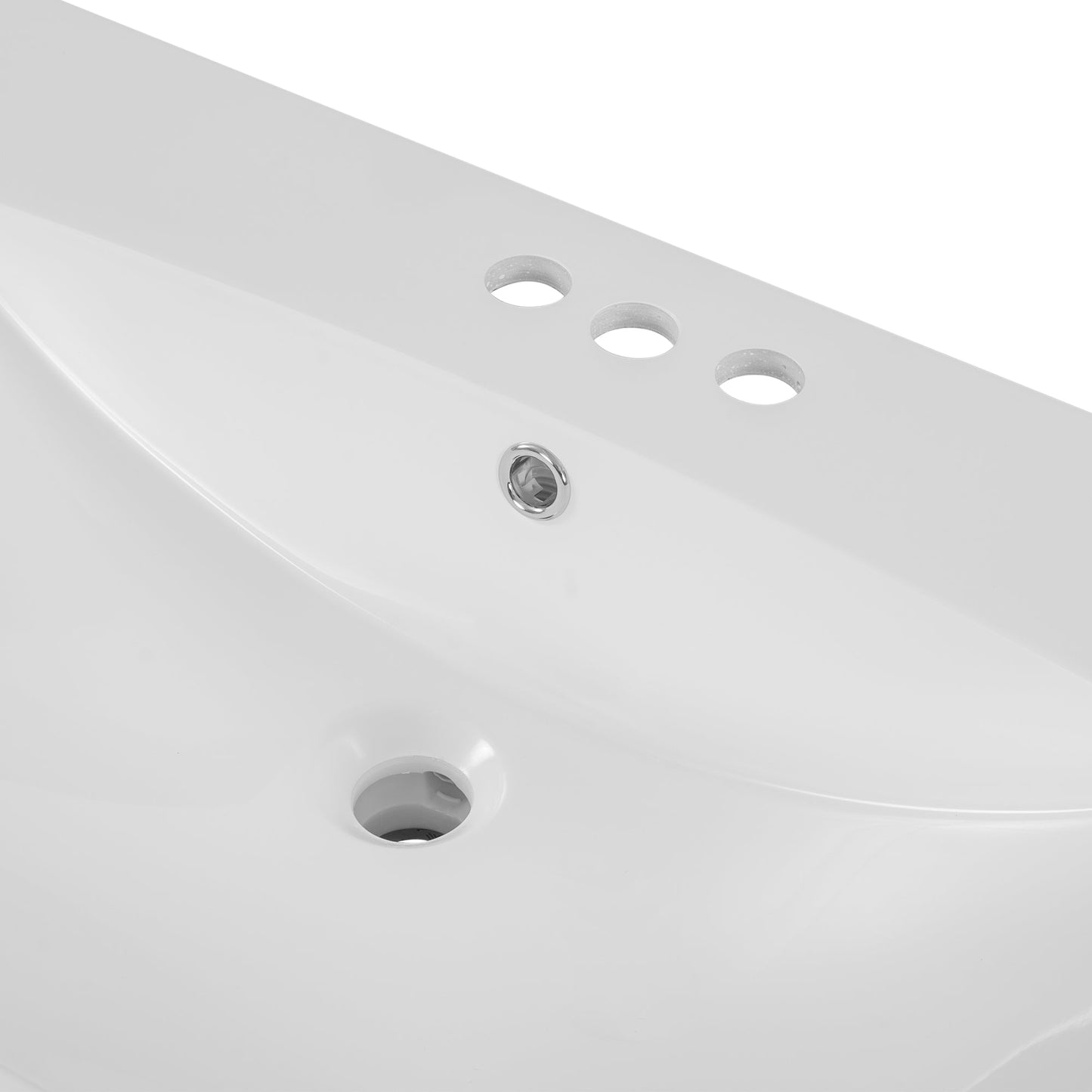 36" Single Bathroom Vanity Top with White Basin 3-Faucet Holes Ceramic White - Korvel