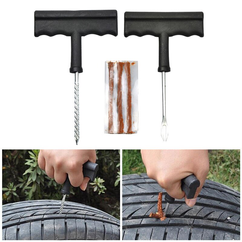 Car Tire Repair Tool Kit For Tubeless Emergency Tyre Fast Puncture Plug Repair Block Air Leaking For Car/Truck/Motobike - Korvel