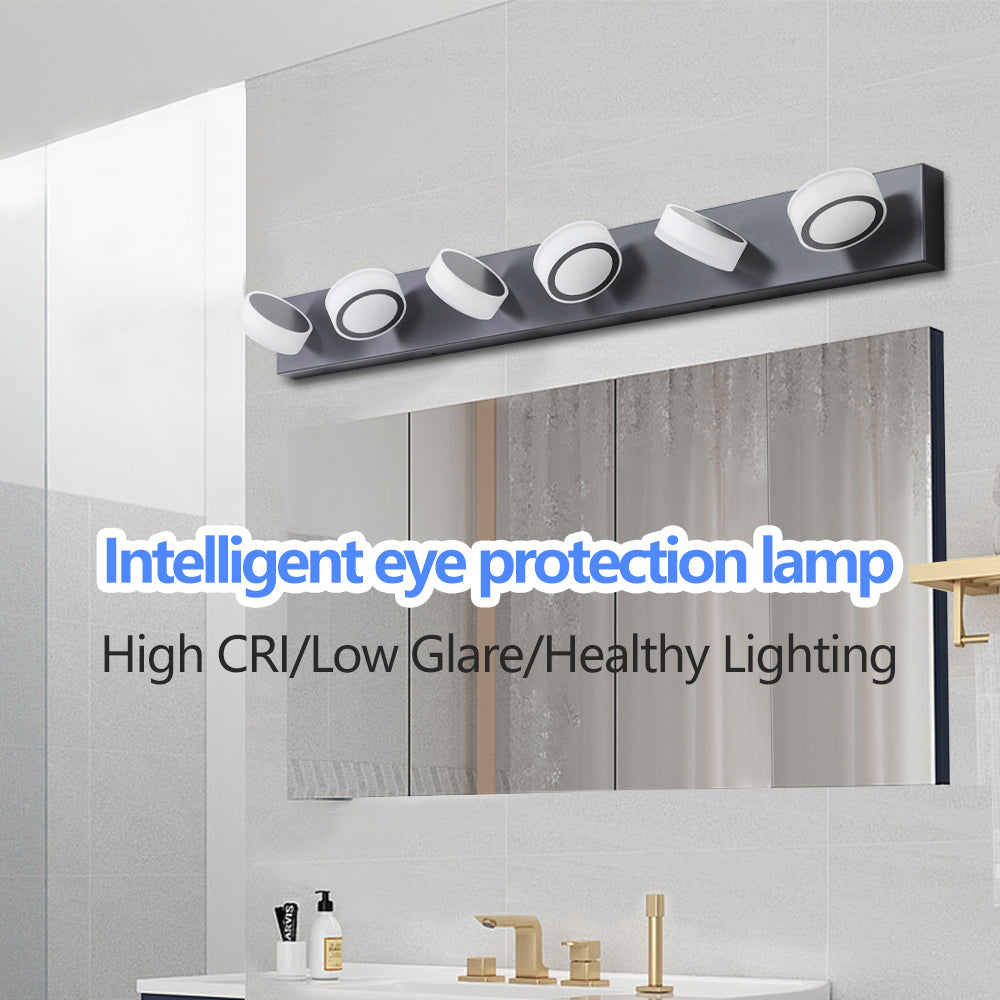 LED Modern Black 6-Light Vanity Lights Fixtures Over Mirror Bath Wall Lighting - Korvel