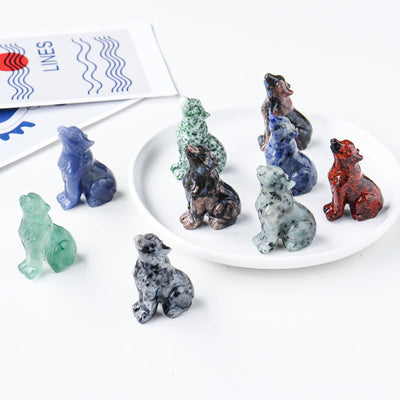 Natural Crystal Wolf Cub Carving - Premium Home Decor