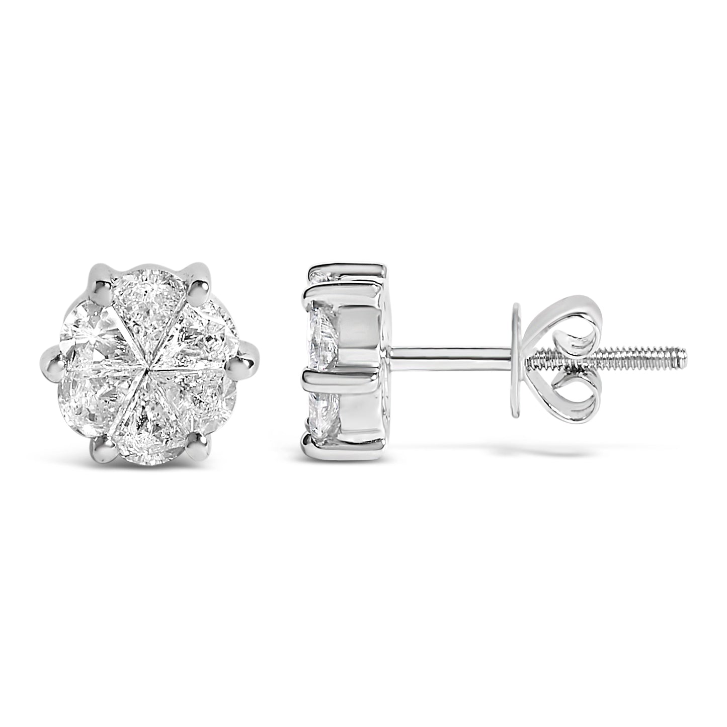 Pendientes de diamantes en corte pie de 14K oro blanco 1.00 Cttw