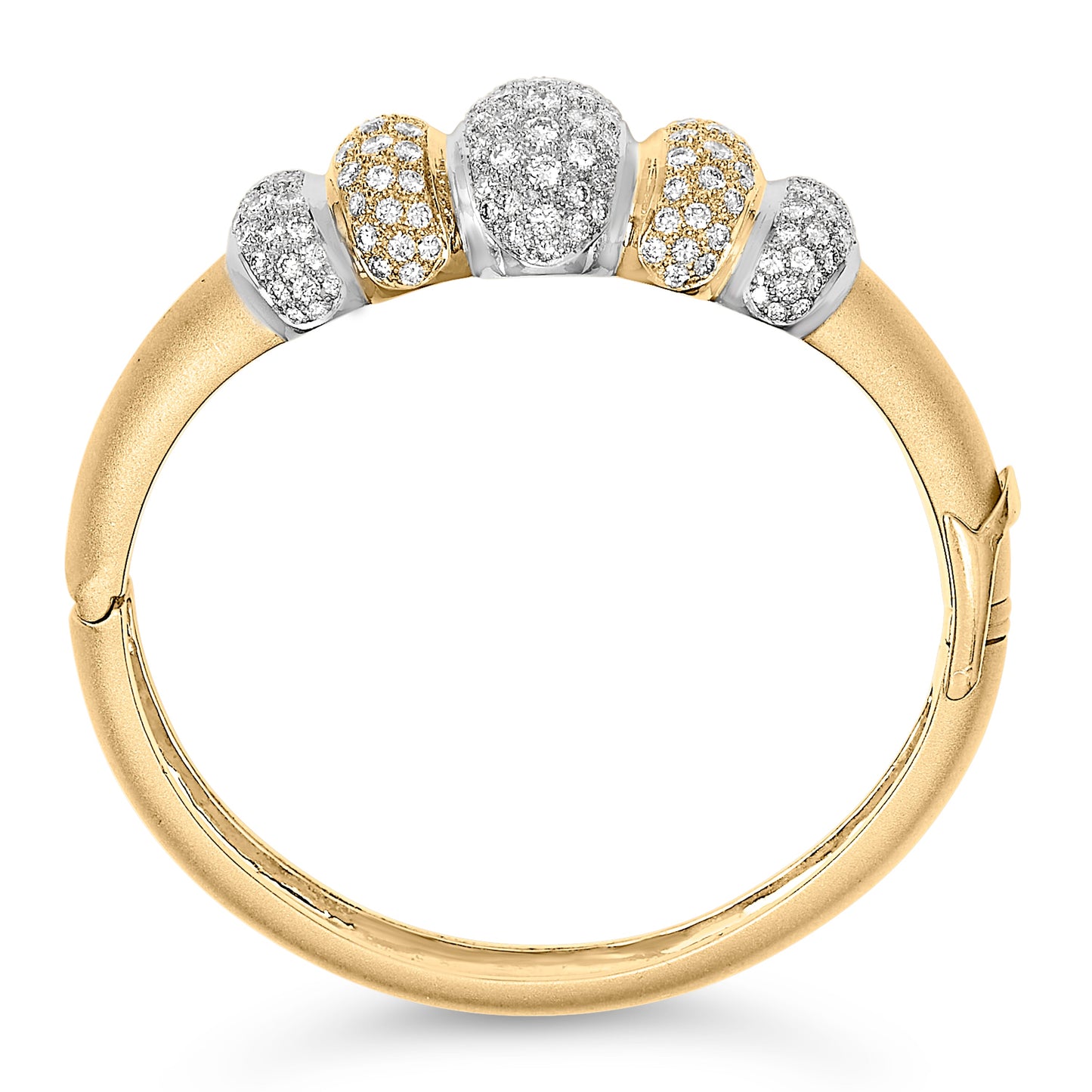 Pulsera de Brazalete de Domo Graduado de Diamante de Oro de 18K