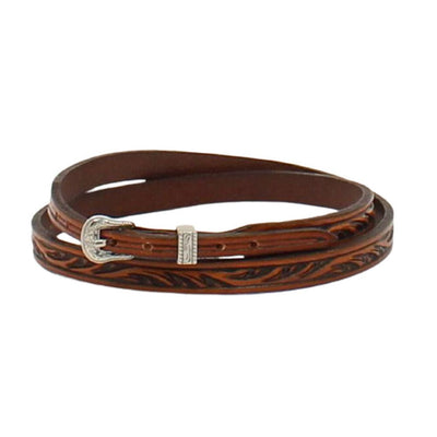 Elegant Chestnut Hat Band with Floral Design - Korvel