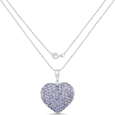 4.86 Carat Genuine Tanzanite Sterling Silver Heart Pendant