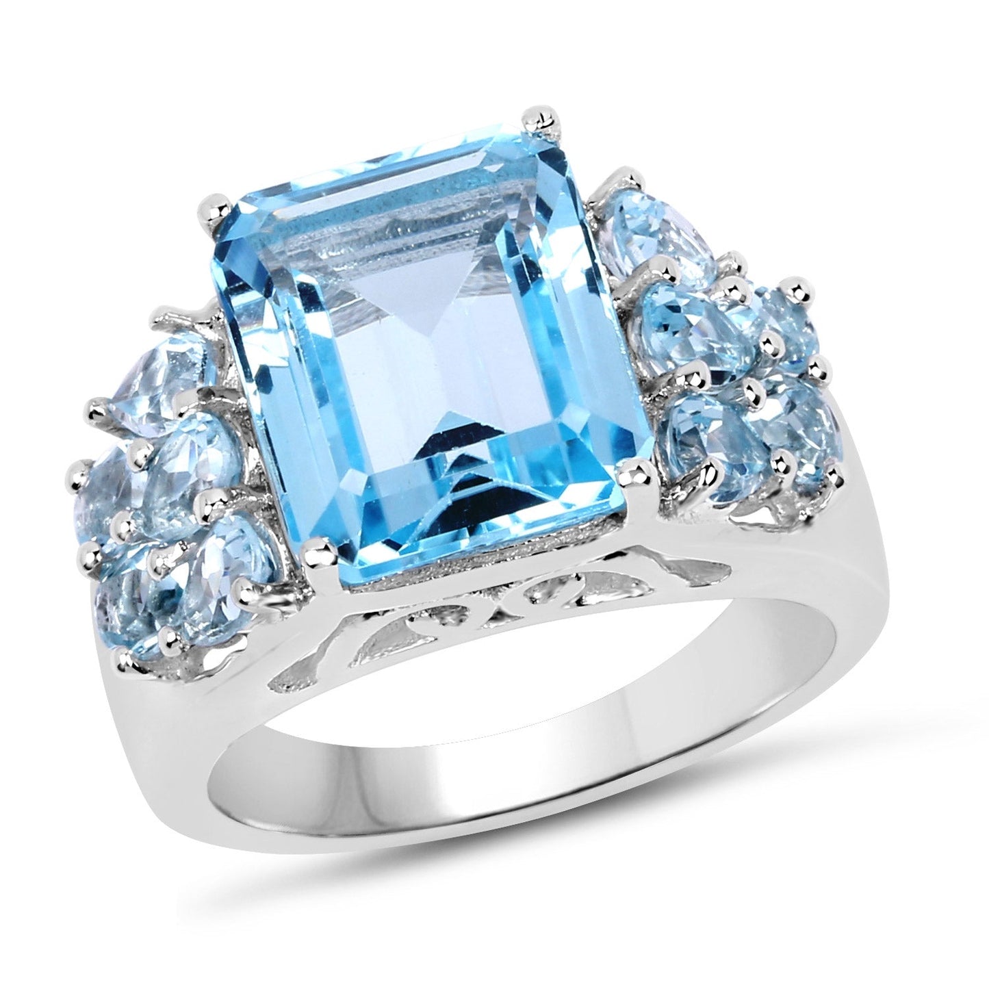 6.50 Carat Genuine Blue Topaz Sterling Silver Ring