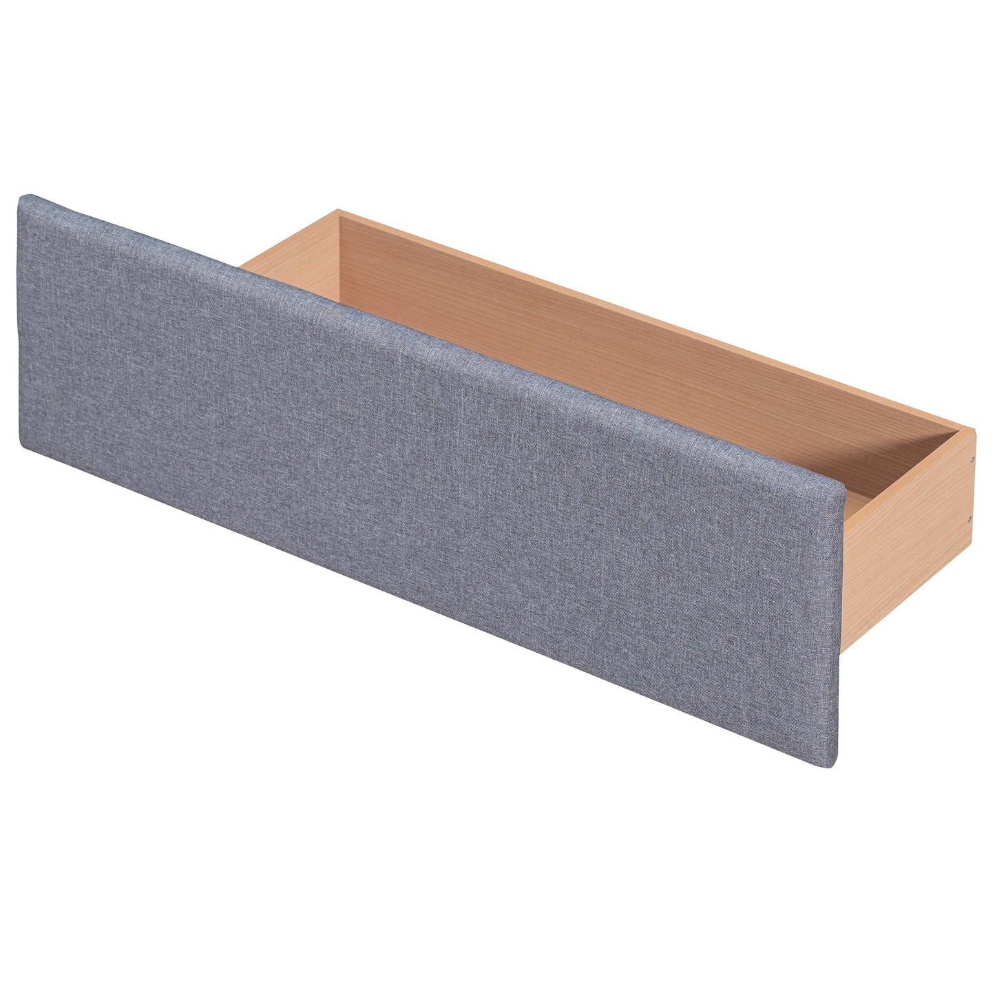 Upholstered Platform Bed with Classic Headboard and 4 Drawers No Box Spring Needed Linen Fabric Queen Size Dark gray - Korvel