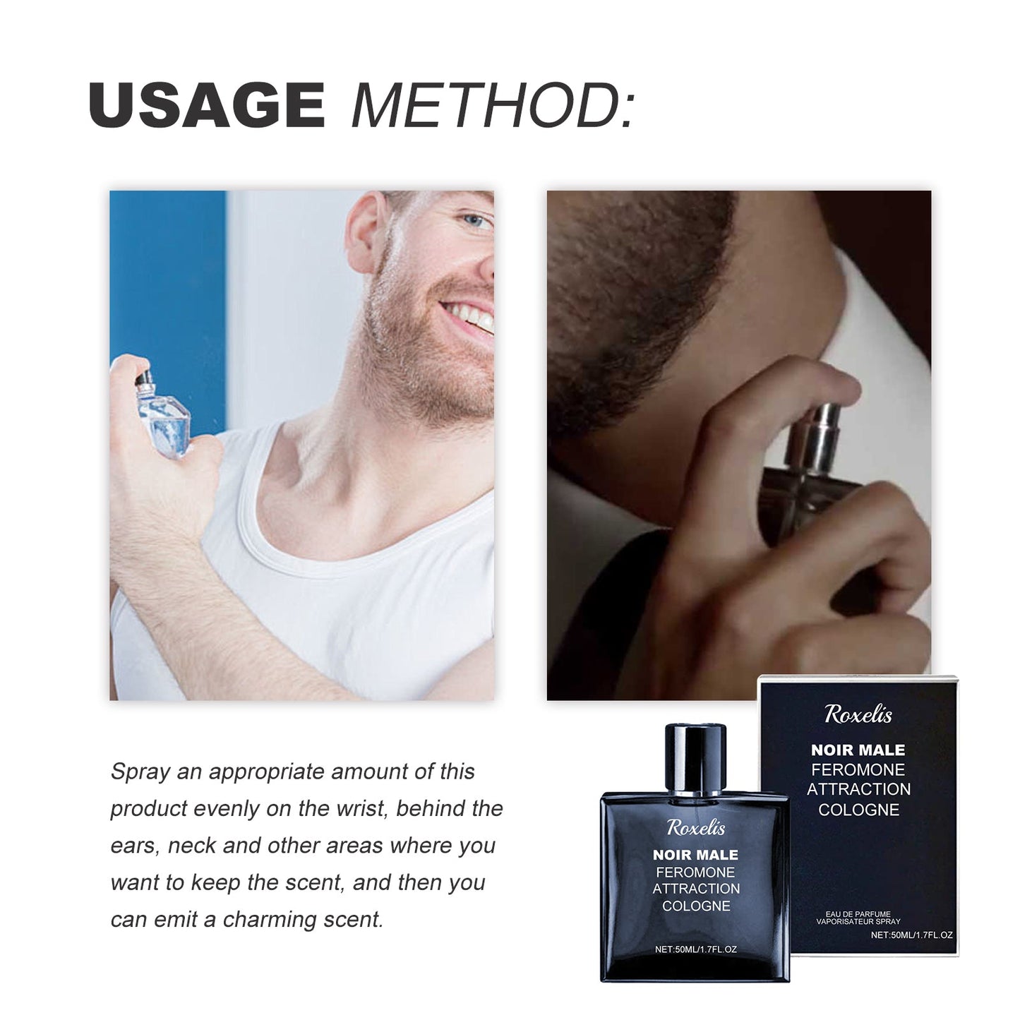Noir Male Feromone Attraction Cologne, Fragrance Refreshing Mild Not Pungent Lasting Fragrance Release Charm Date Atmosphere Perfume - Korvel