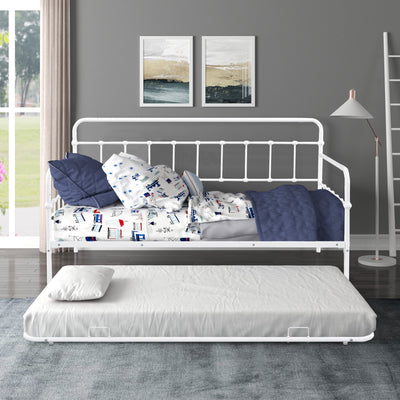 Metal Frame Daybed with trundle(white) - Korvel