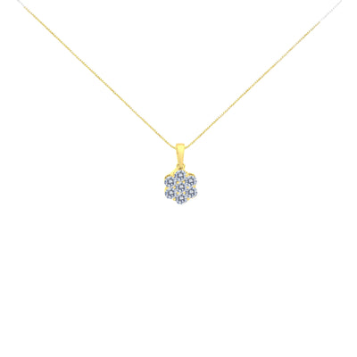 Pendentif collier floral en diamant de 1,00 cttw en or jaune 14K
