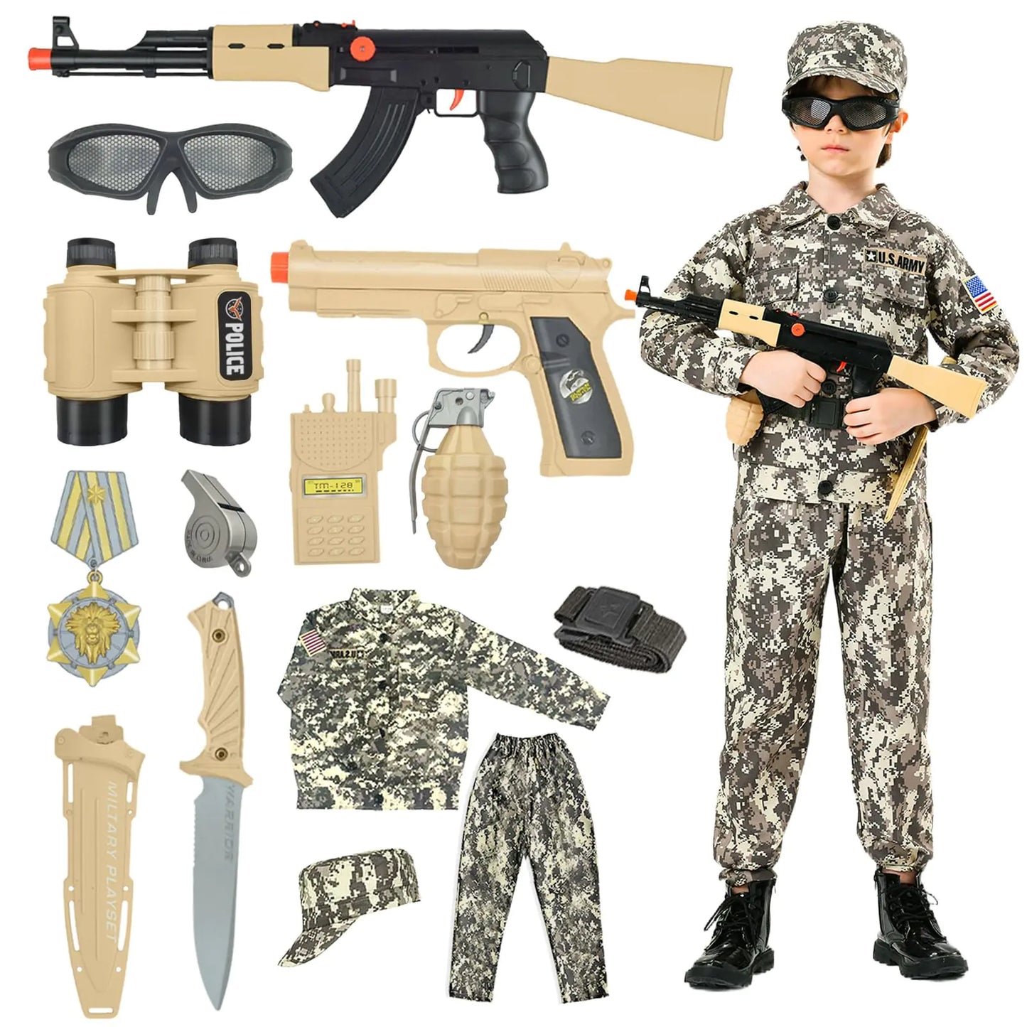 Ensemble de costume d'armée Kodvinp pour enfants - Déguisement militaire