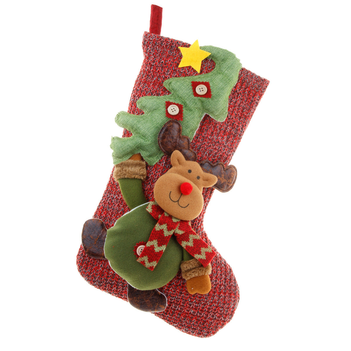 Christmas Decorations Knitted Yarn Large 3D Santa Claus Snowman Deer Christmas Socks Gift Bag - Korvel