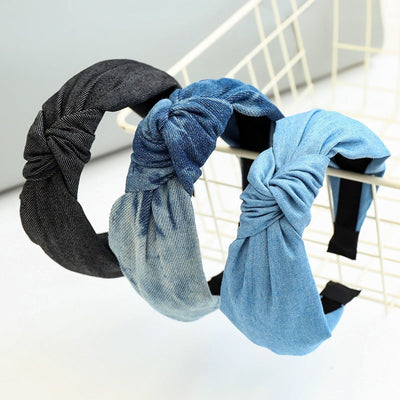 Fashion Denim Fabric Knot Headband for Girls