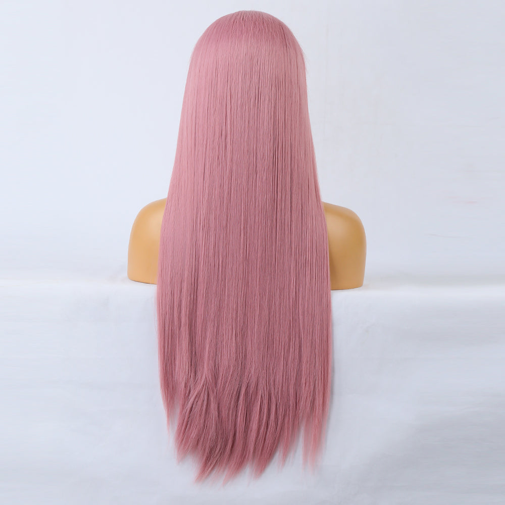 Synthetic Lace Wig Deep Part Long Straight Wig Ombre Pink Cosplay Wigs Synthetic Lace Wigs For Women - Korvel