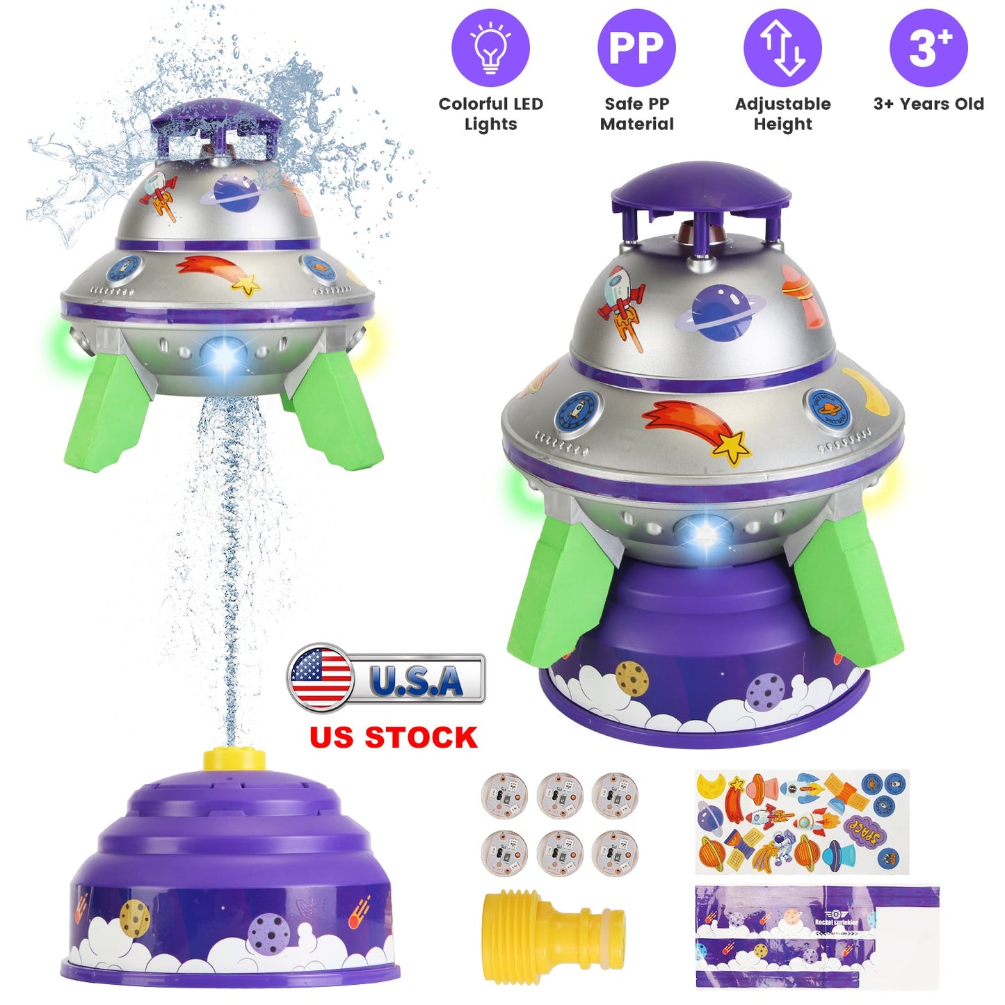 Gbruno UFO Water Sprinkler - Colorful LED Outdoor Toy