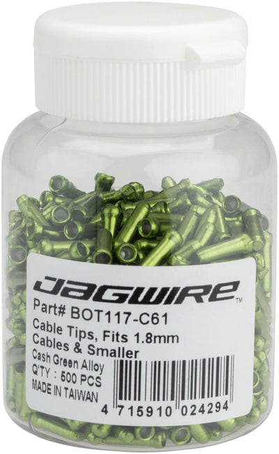 Crimpadores de extremo de cable Jagwire de 1.8 mm en verde - Paquete de 500