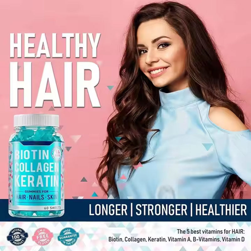 Gummy de colágeno premium con biotina para el crecimiento del cabello