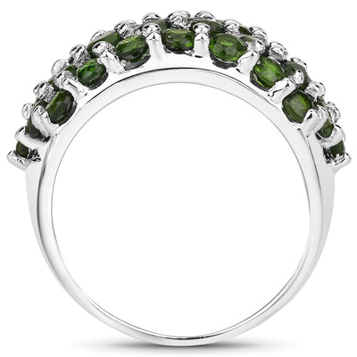 Bague en argent sterling avec chrome diopside véritable de 5,04 carats