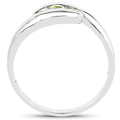 Bague de fiançailles en argent sterling .925 avec péridot véritable de 0,56 carat