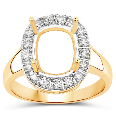 0.51 Carat White Diamond 14K Yellow Gold Semi Mount Engagement Ring