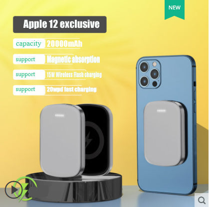 MagSafe magnetic absorption wireless power bank 20000 Ma portable apple 12promax Huawei millet back clip - Korvel