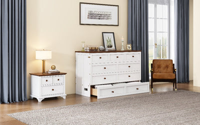 Solid Pine Murphy Bed Chest with Charging Station - Queen