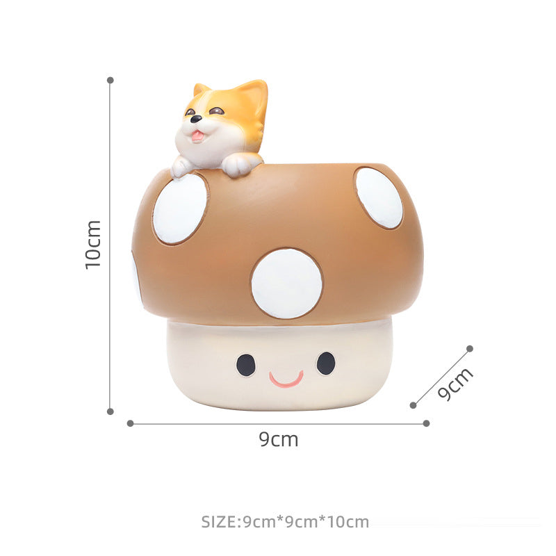 Horticultural Cartoon Creative Fun Mushroom Resin Flower Pot Container Desktop Landscape Potted Flower Utensils - Korvel
