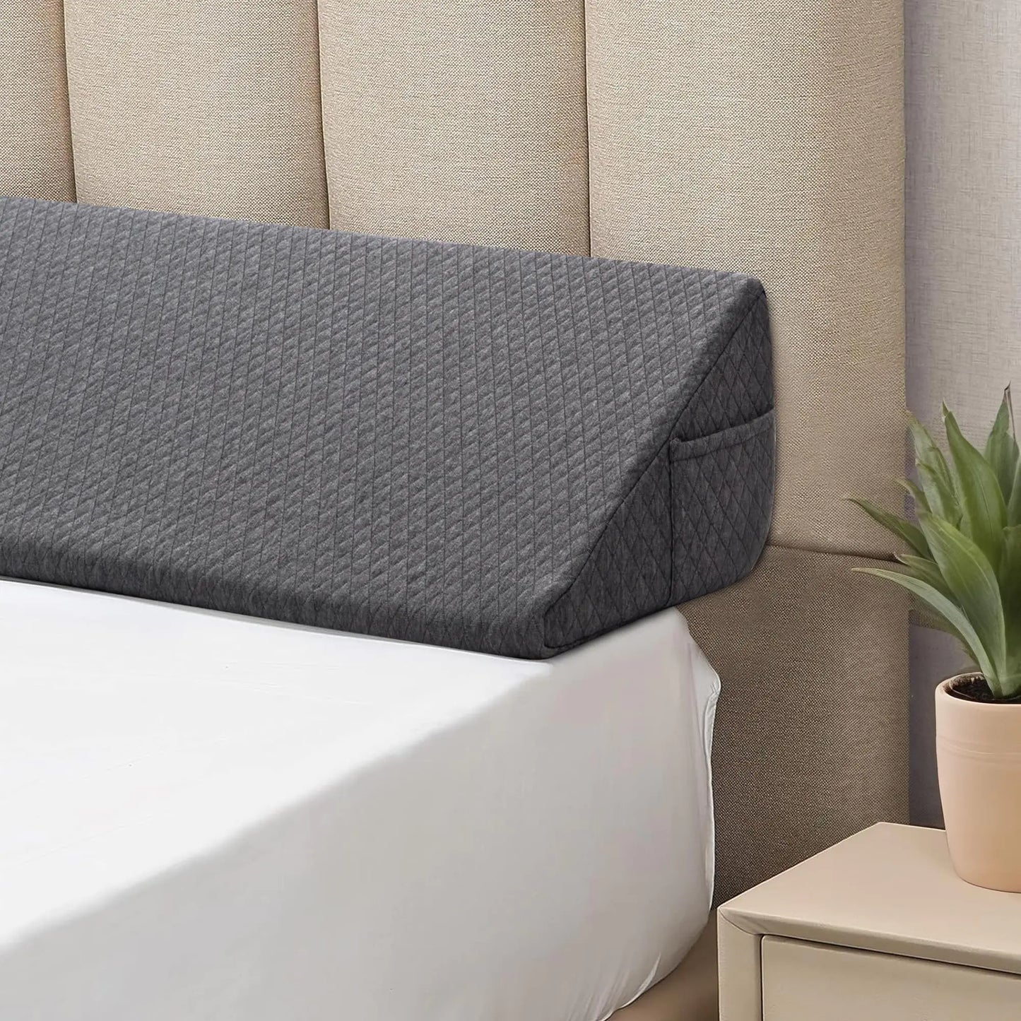 REOKA King Sized Bed Gap Filler Wedge Pillow - Gray