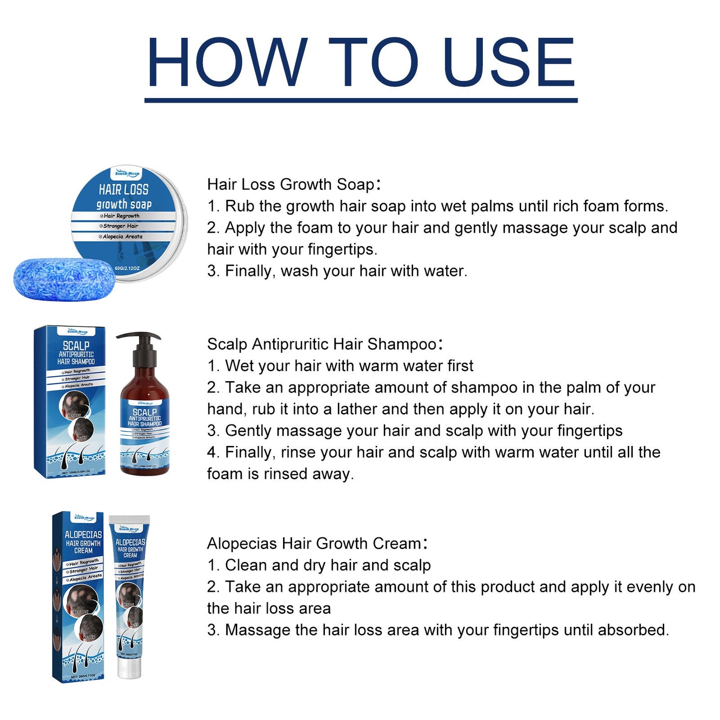 Alopecia Areata Care Set, Clean Scalp Supple Care Frizzy Hair Wash And Care Gift Set - Korvel