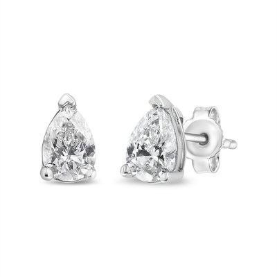 14K White Gold Pear Shape Lab Grown Diamond Stud Earrings