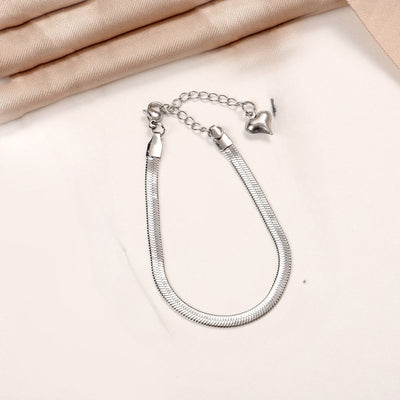 Elegant Blade Chain Bracelet with Heart Pendant for Women